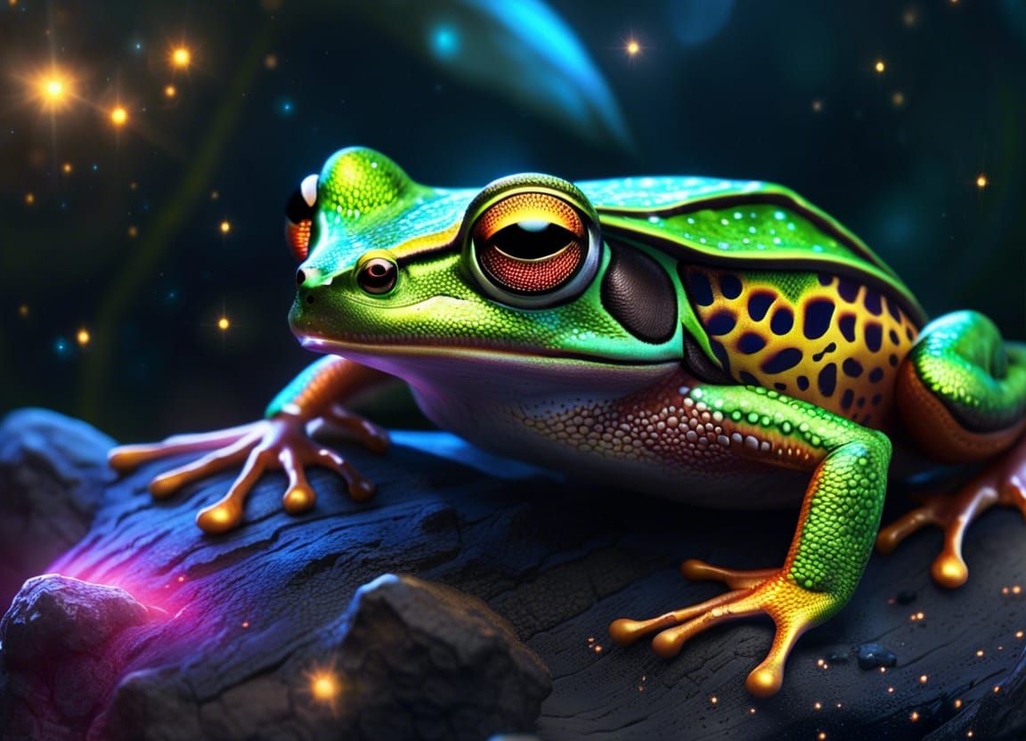 Frog in Skeletal Armor: Frogpunk Astral Illustration