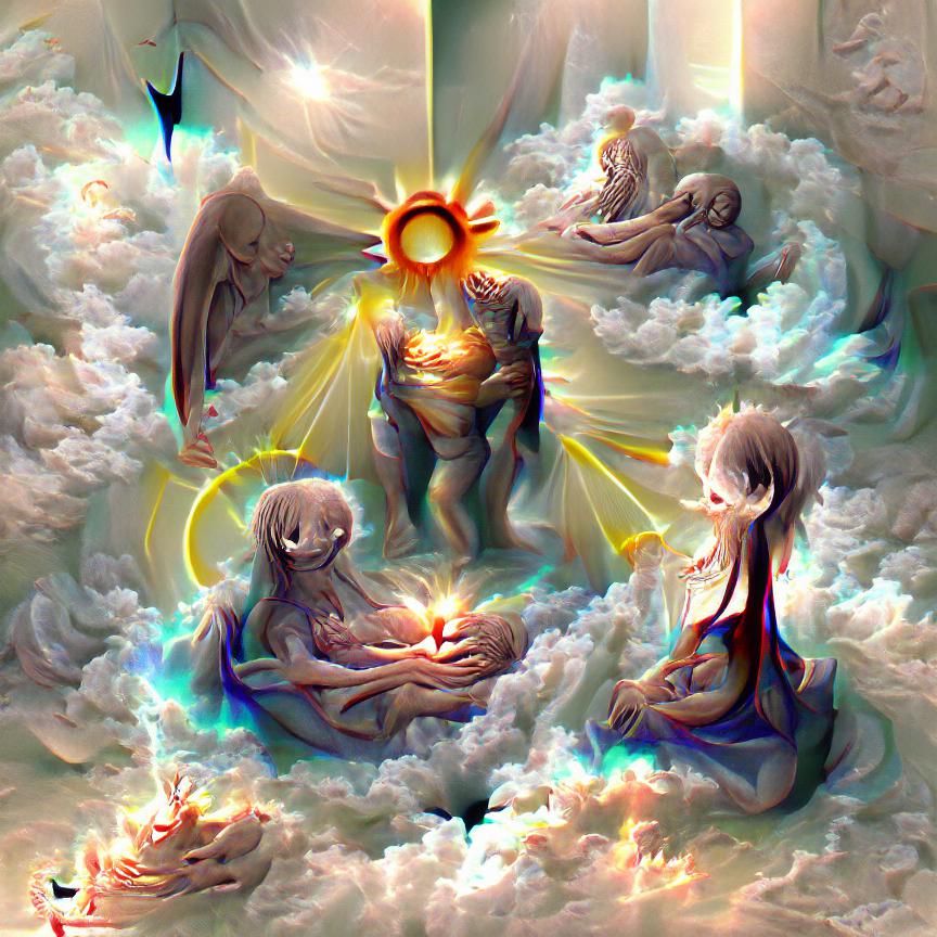 Heavenly Divine Beams of Eternal Joy: Fantasy Illustration