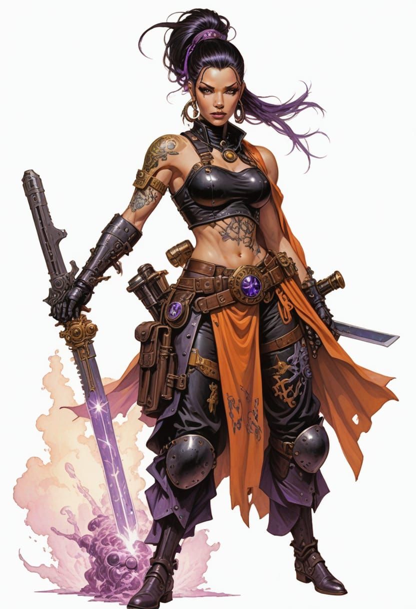 Cyborg Space Ninja with Bioluminescent Sword