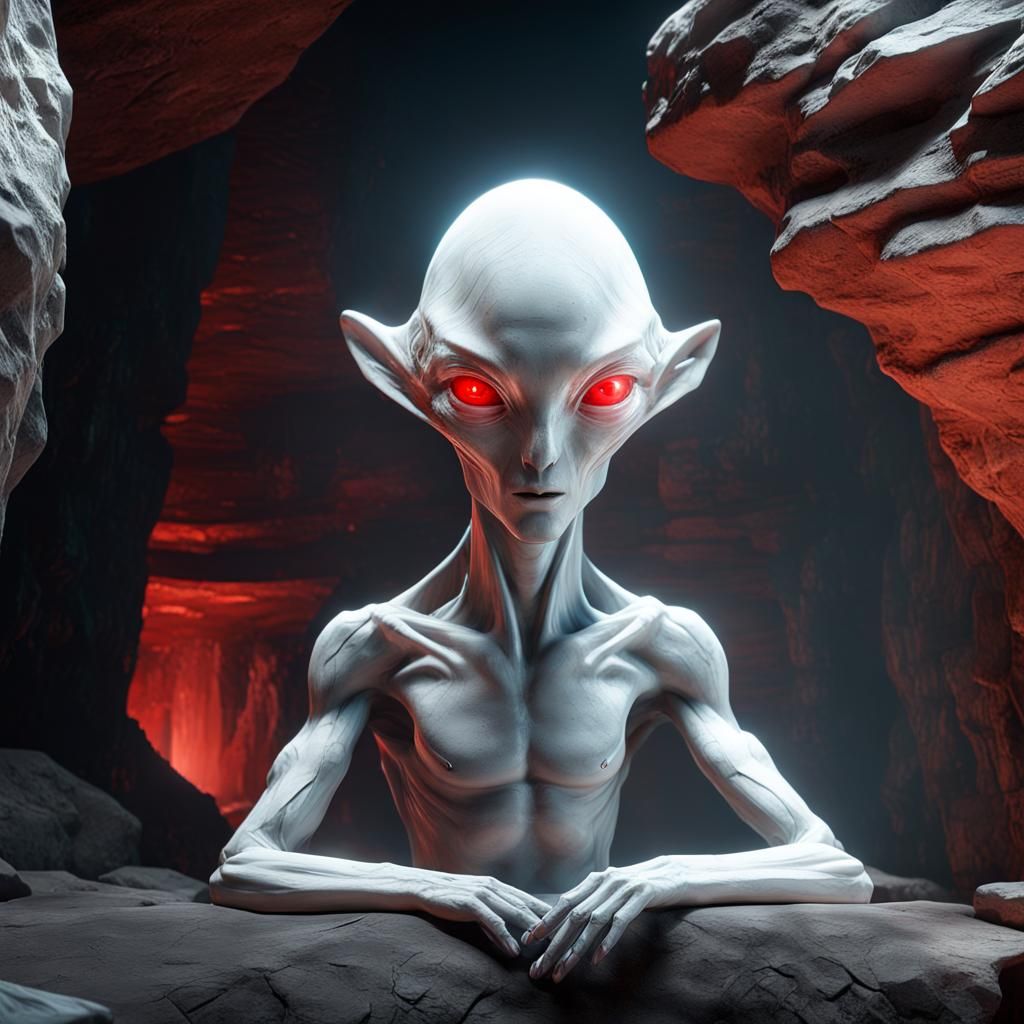 Faceless Alien in Crystal Rock, 3D Game Art