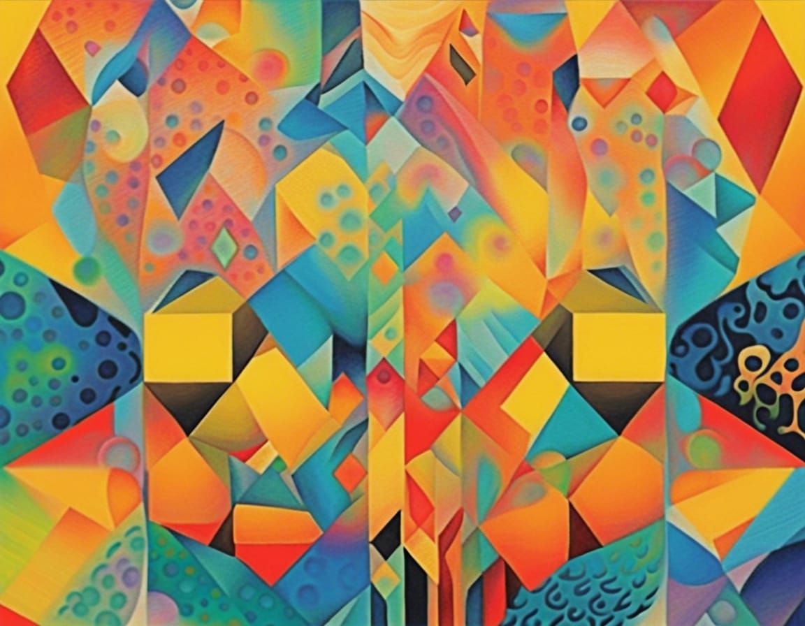 Psychedelic Geometric Abstract Art in Complementary Colors