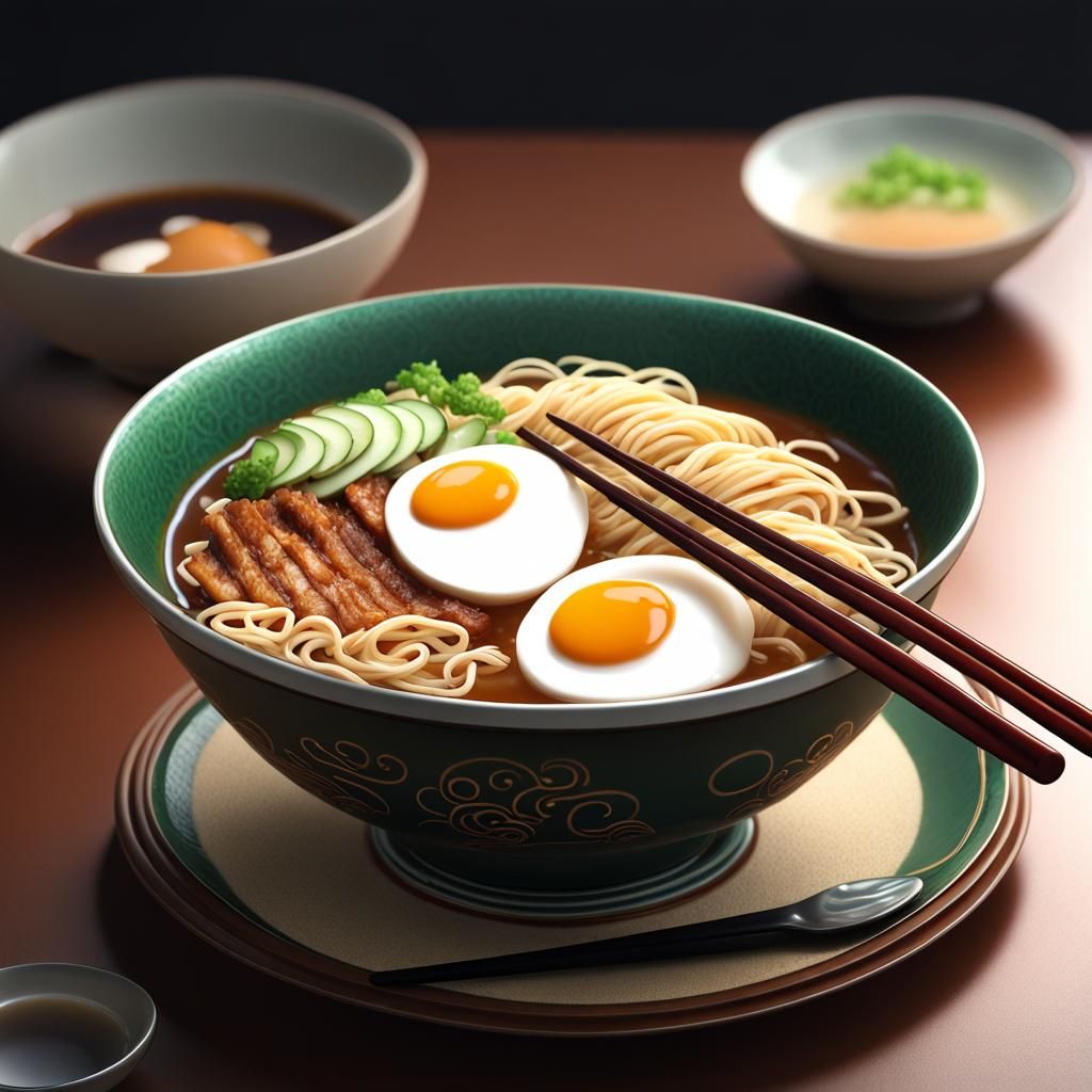 Tonkatsu Ramen Bowl Detailed Matte Painting