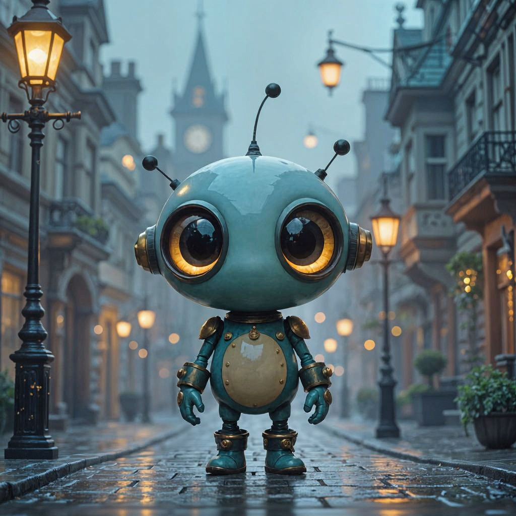 Gloob the Alien in Victorian Steampunk City