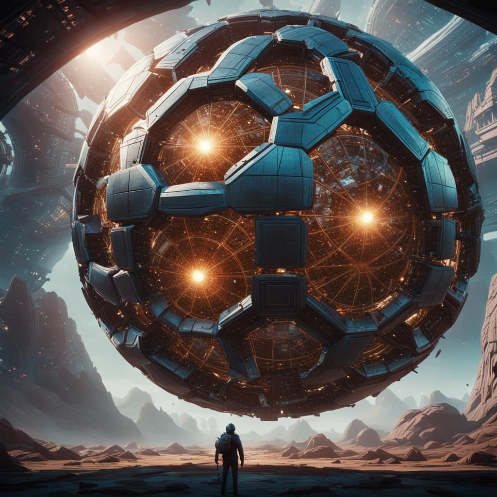 Dramatic Dyson Sphere Cinematic Film Still