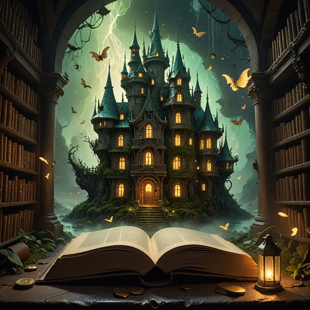 Mystical Library Revealed in a Digital Painting