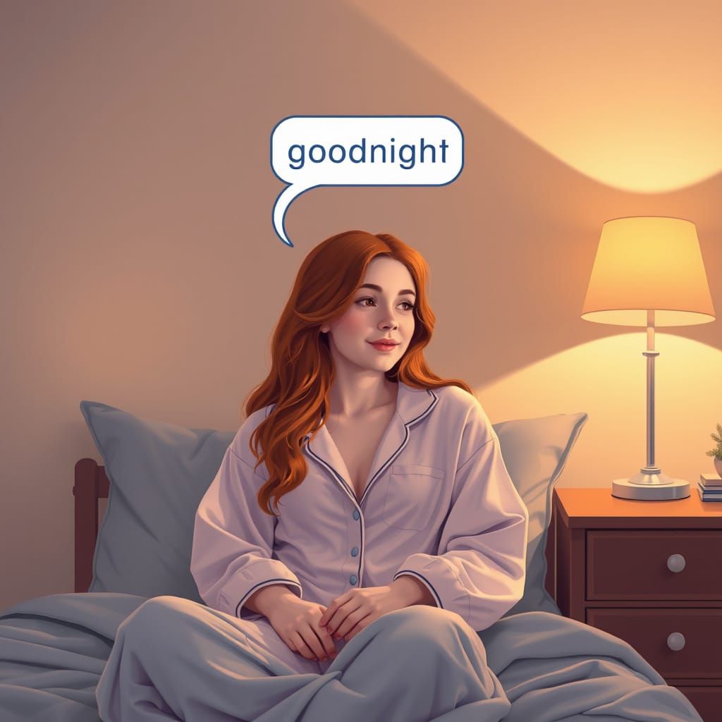 Ginger girl in pyjamas saying goodnight.