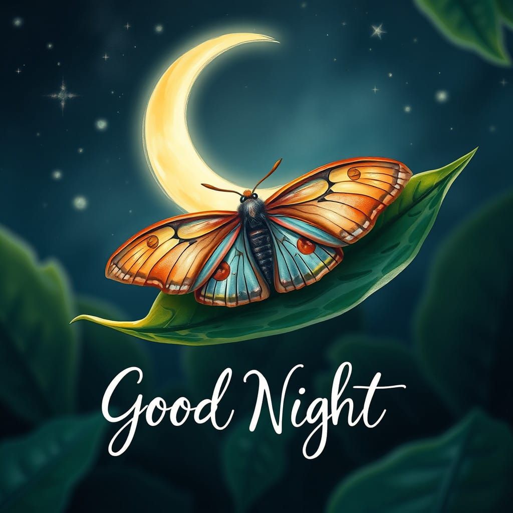 Good Night Moth Under Moonlight