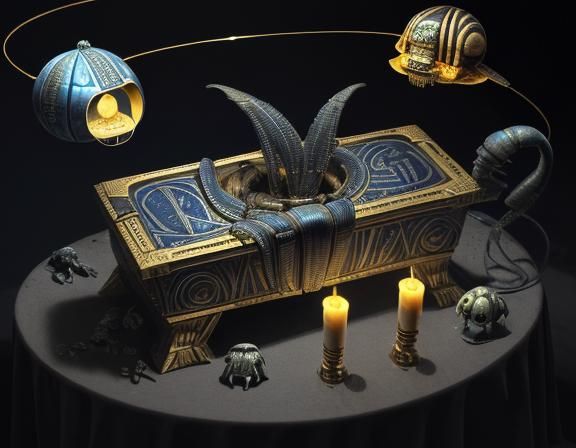 Biomechanical Scarab Beetle in Giger Style with Hieroglyphs