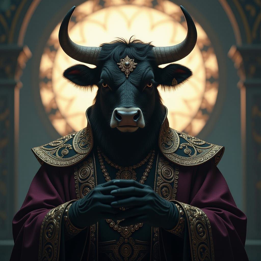 Anthropomorphic Earth Bull in Ornate Clothing