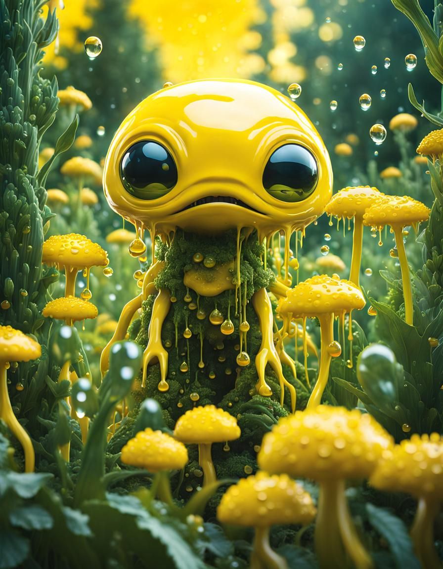 Surreal Mustard Alien Landscape in Digital Art