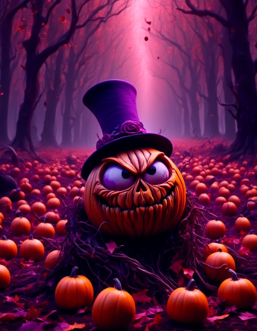 Spooky Gothic Jack-o-Lantern Eggs in Dark Forest