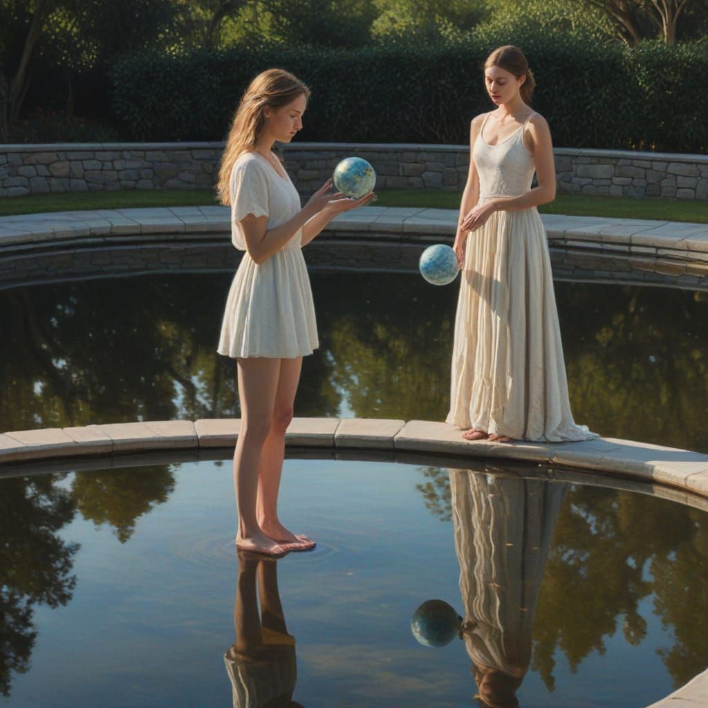 Woman with Globe in Earthy Impressionist Oil Painting