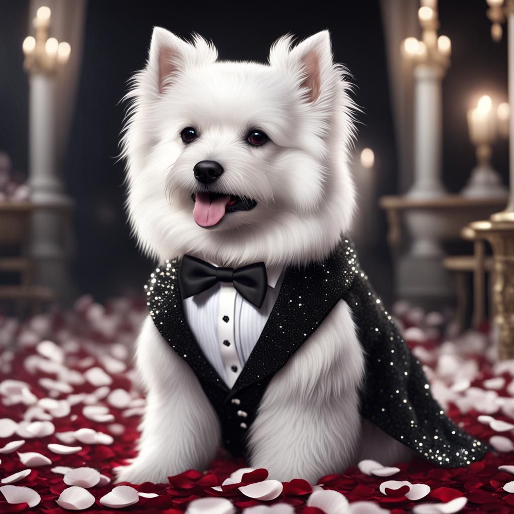 Hyperrealistic Dogs in Tuxedos and Glittery Dresses