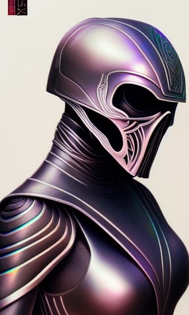 Beautiful Sith Lord in Iridescent Armor, Digital Portrait
