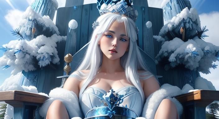 Finnish Winter Queen on Ice Throne