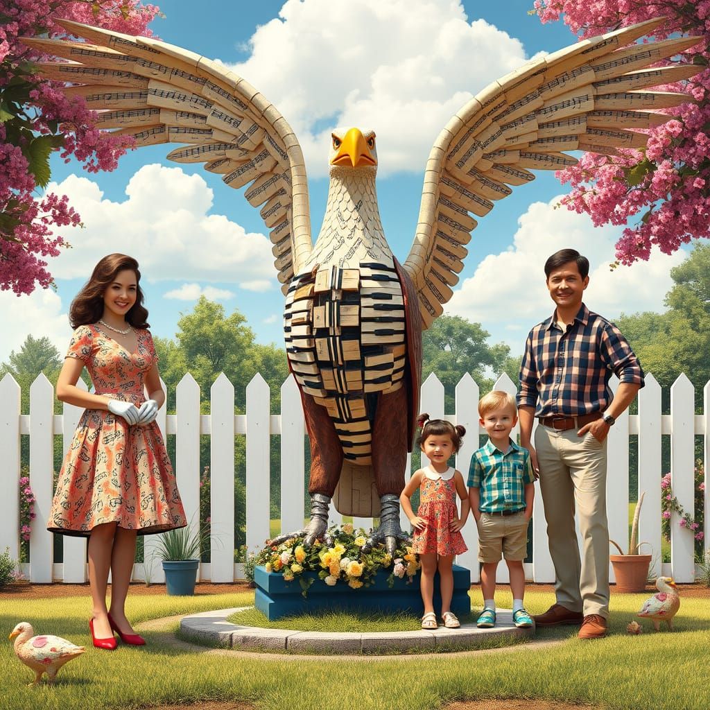 Eagle Sculpture in Whimsical Nostalgic Americana Style