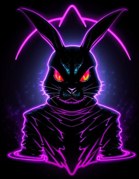 Evil Alien Bunny in Neon Surrealism Style