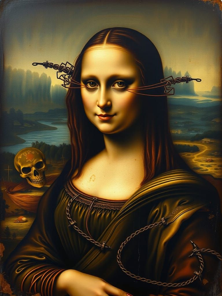 A Twisted, Macabre 'Mona Lisa' in Dark Renaissance Aesthetic
