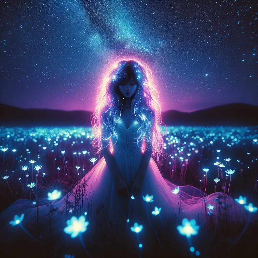 Celestial Woman of Stardust in Cosmic Fantasy Art