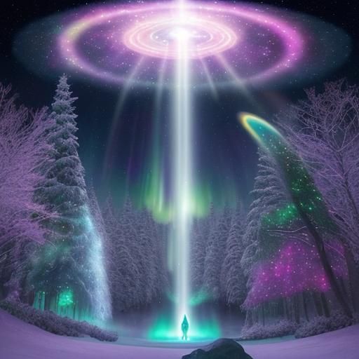 Christmas Planetarium Utopia with Aurora Borealis