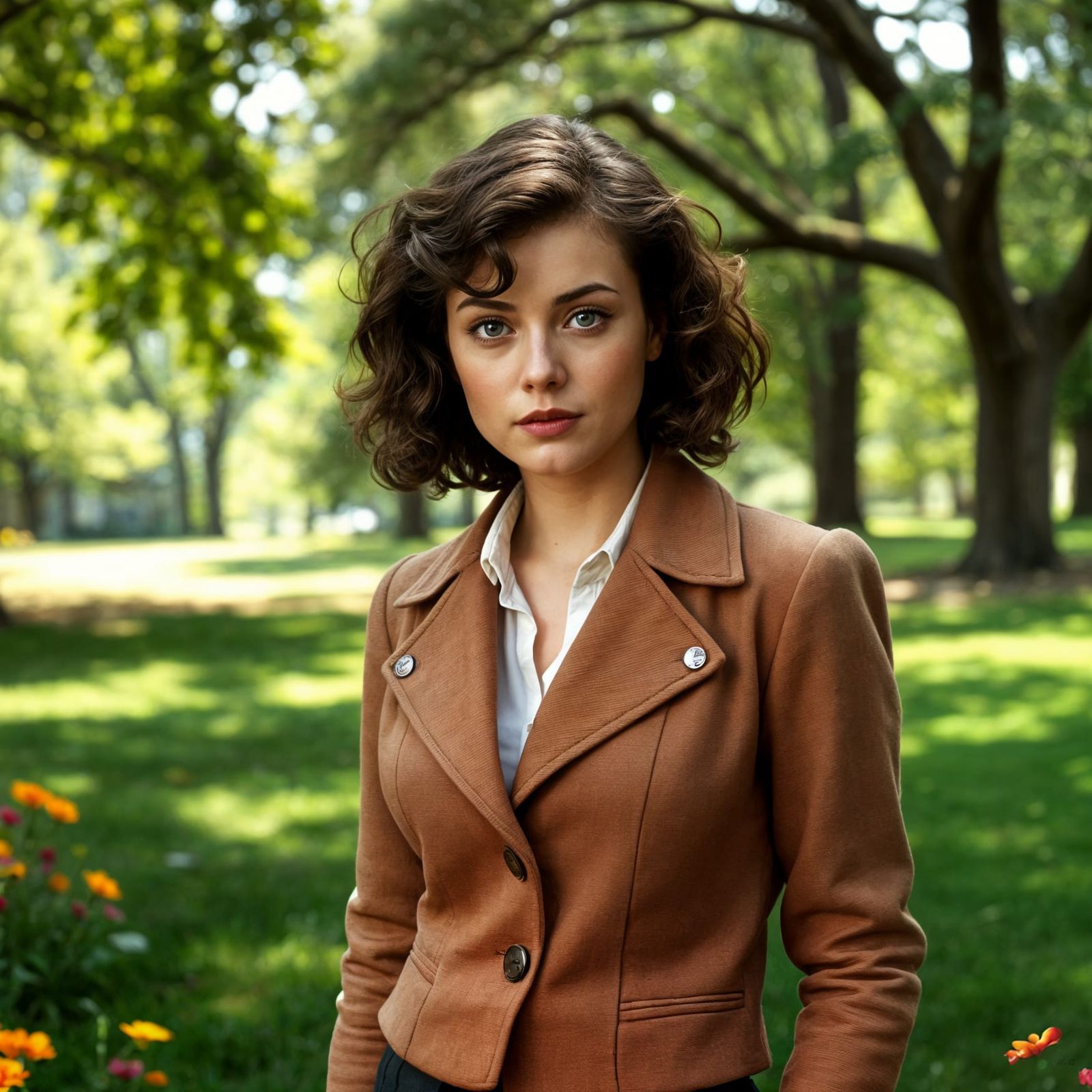 Nancy Drew in a Serene Park Scene