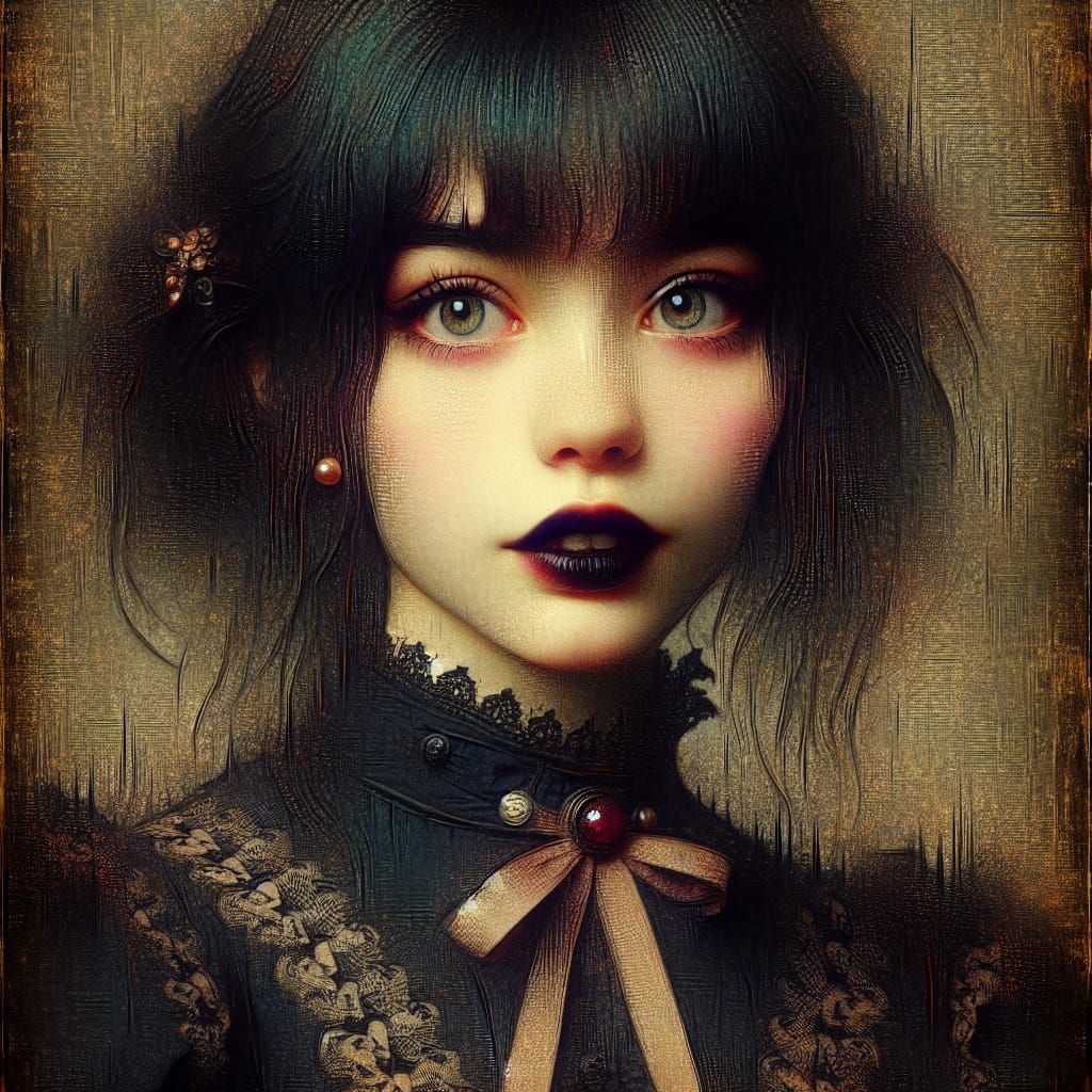 Gothic Girl Portrait in Dark Fantasy Surrealism Style