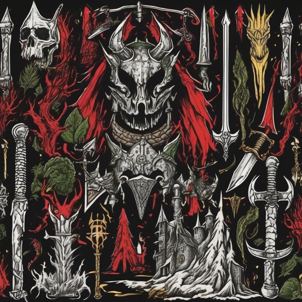 Black Metal Medieval Tattoo Flash Art