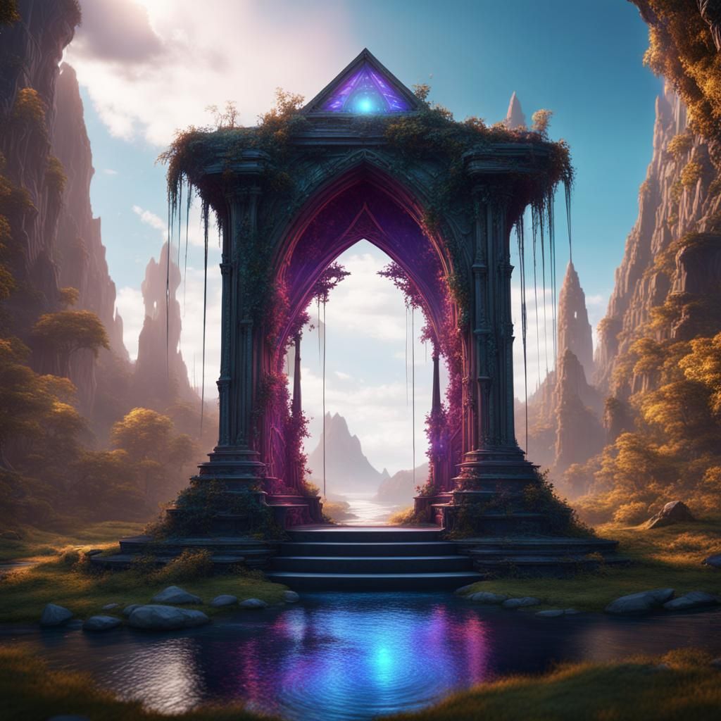 Enchanted Triangle Portal: Detailed Matte Painting