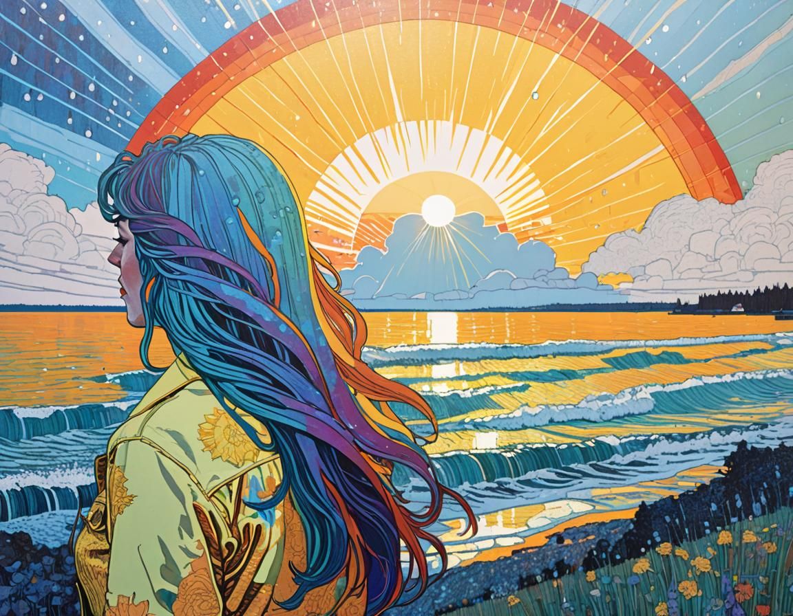 Ethereal Sun Shower in Vibrant Colors