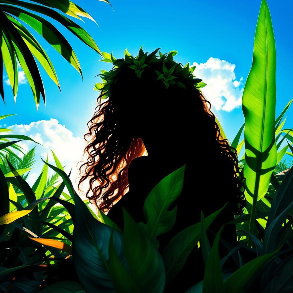 Ethereal Goddess Awakens in Vibrant Tropical Landscape