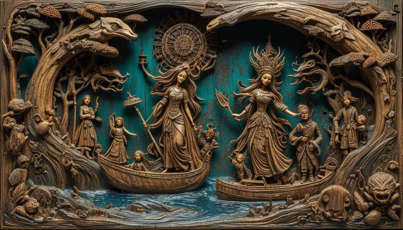 Elaborate Woodcarving: Rusalka River Festival