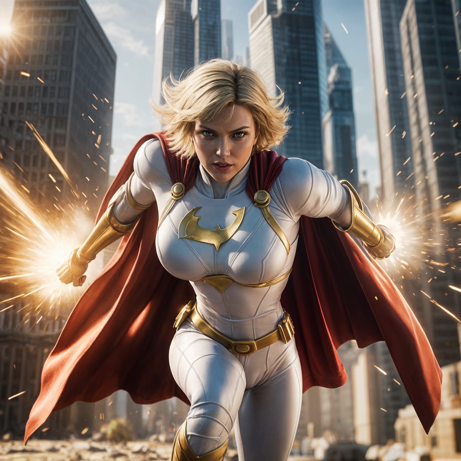 Powergirl in Action: Photorealistic 3ds Max Rendering