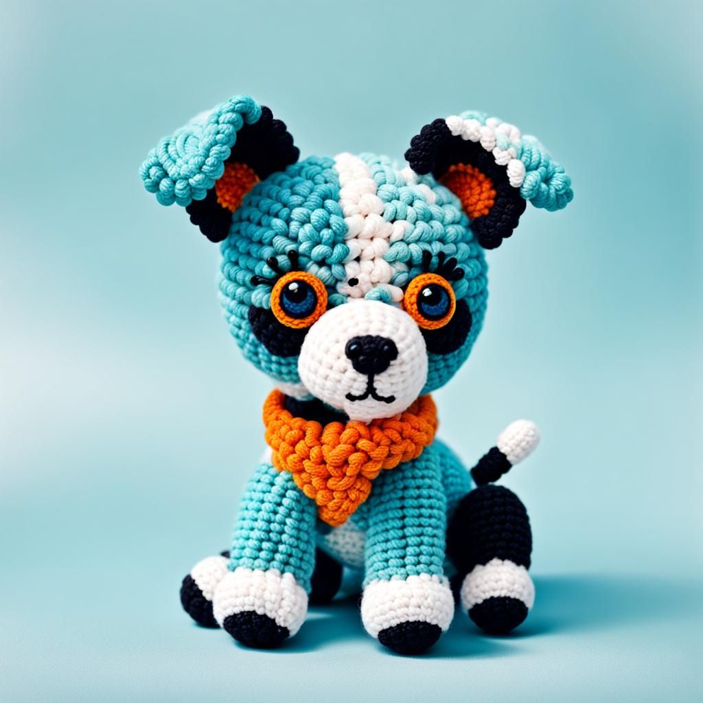 Abstract Amigurumi Puppy with Complementary Colors