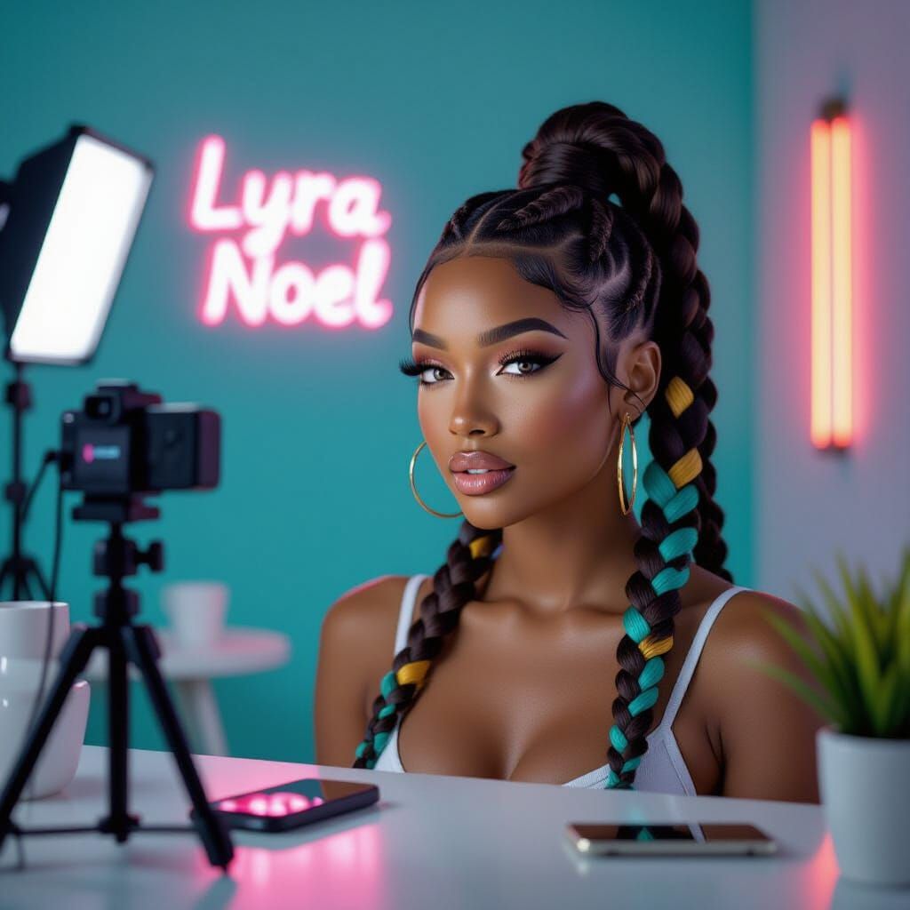 Influencer Content Room with Teal Magenta Lighting