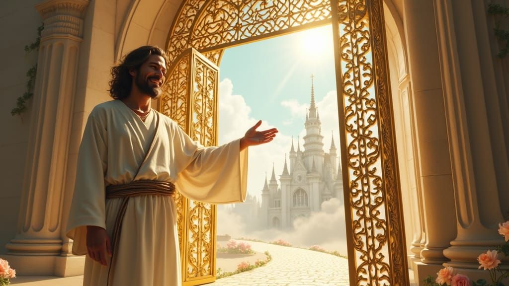 Jesus greeting you at heavens gate