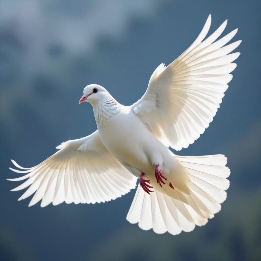 Majestic White Dove in Flight: Symbol of Peace
