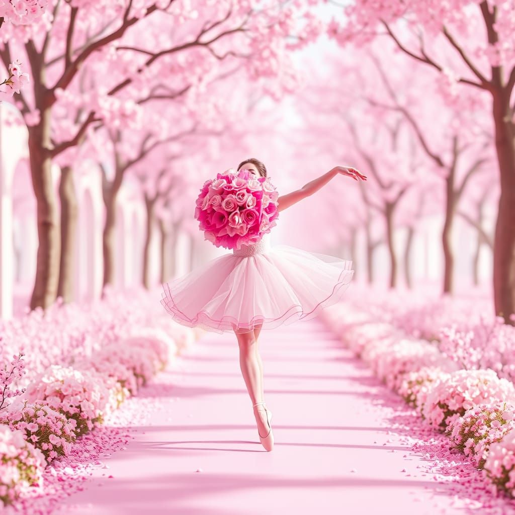 Pink Ballerina Dances in Futuristic Cityscape