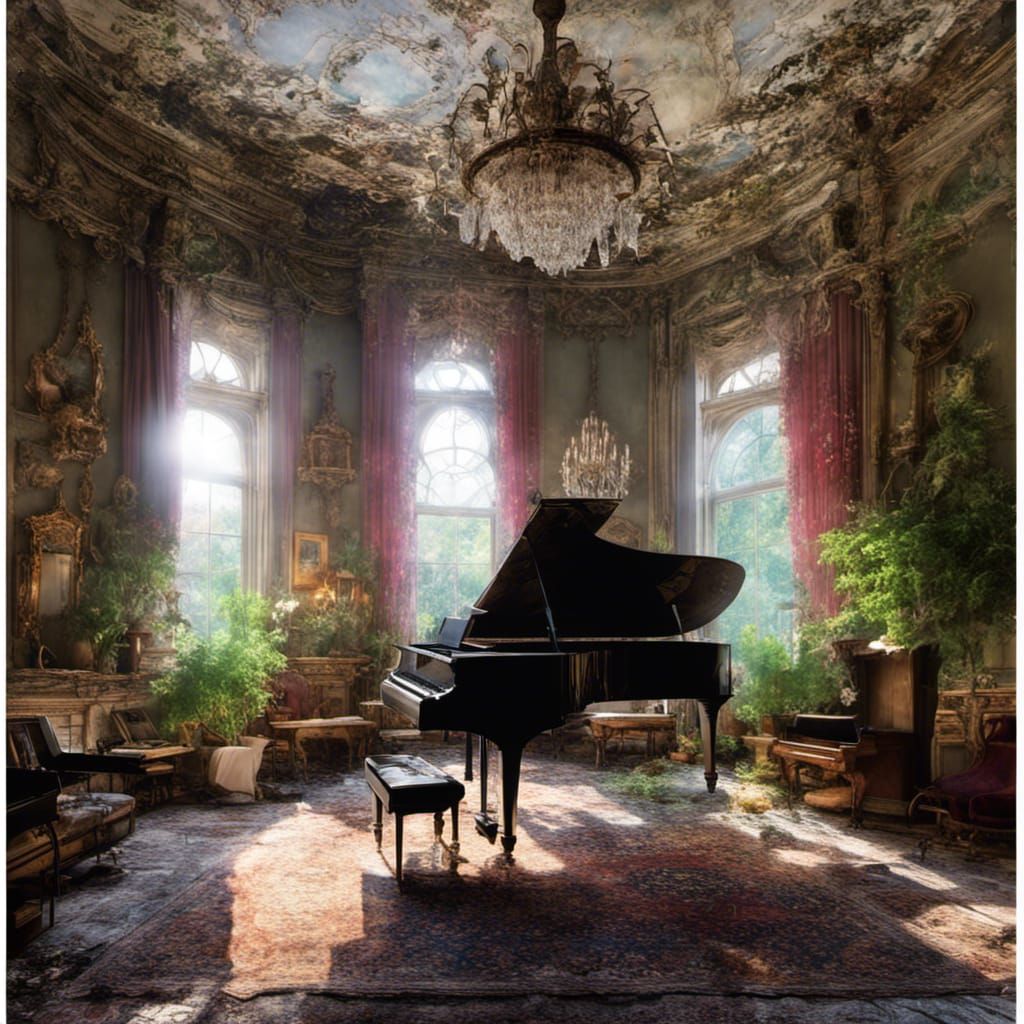 Victorian Room with Piano in Spectrum Light