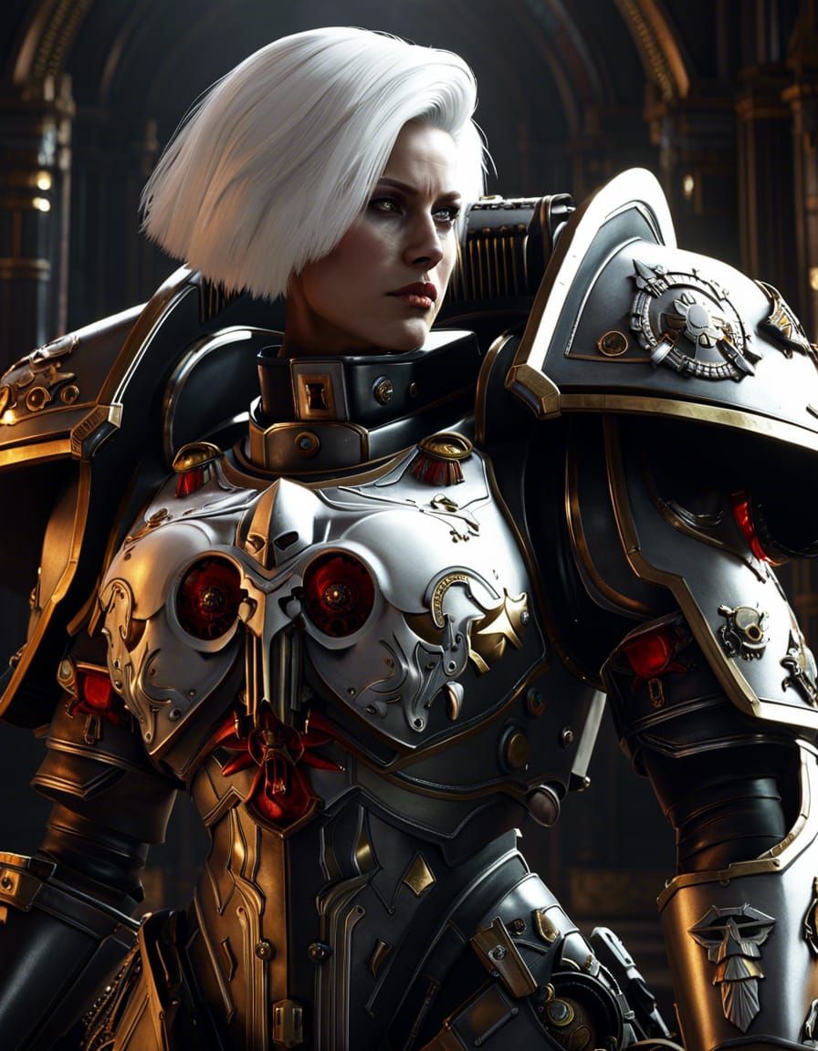 Sisters of Battle Power Armor in Grim Dark Sci-Fi