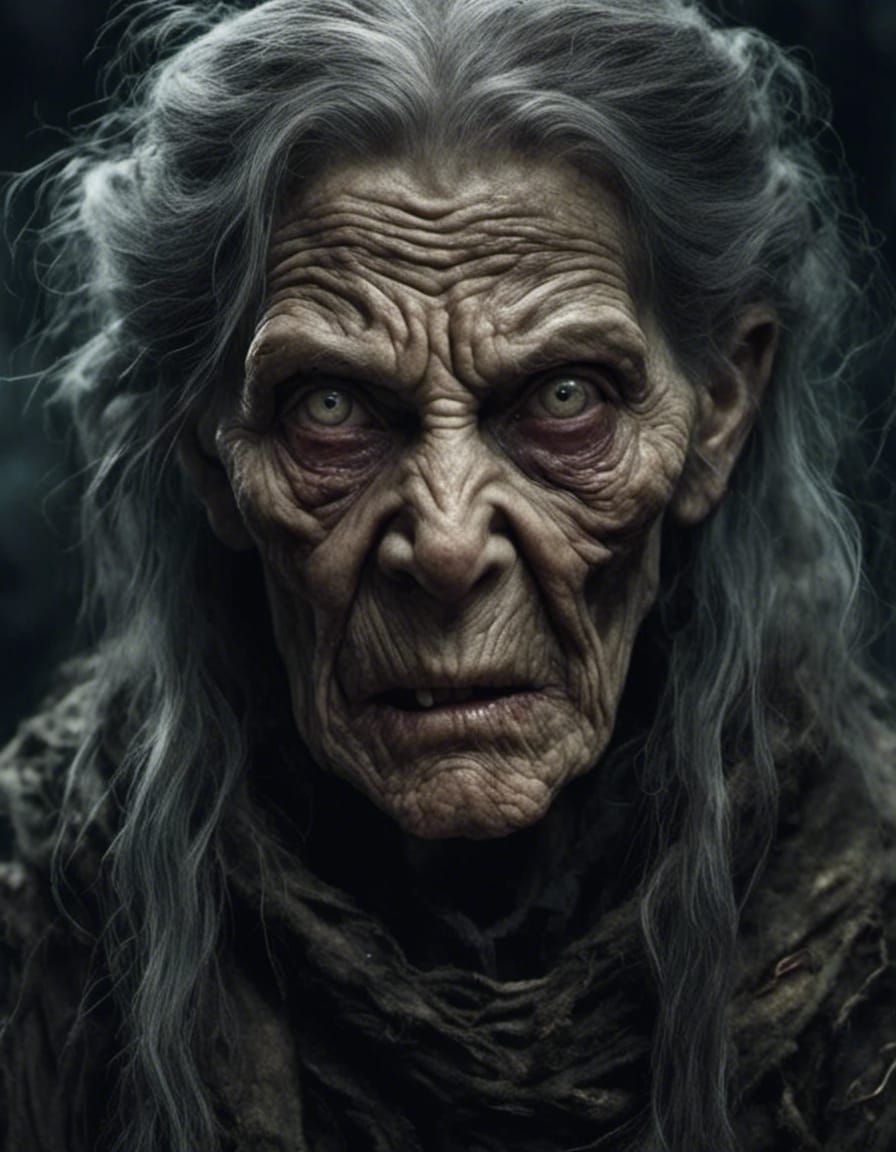 Terrifying Witch in Dark Fantasy Style