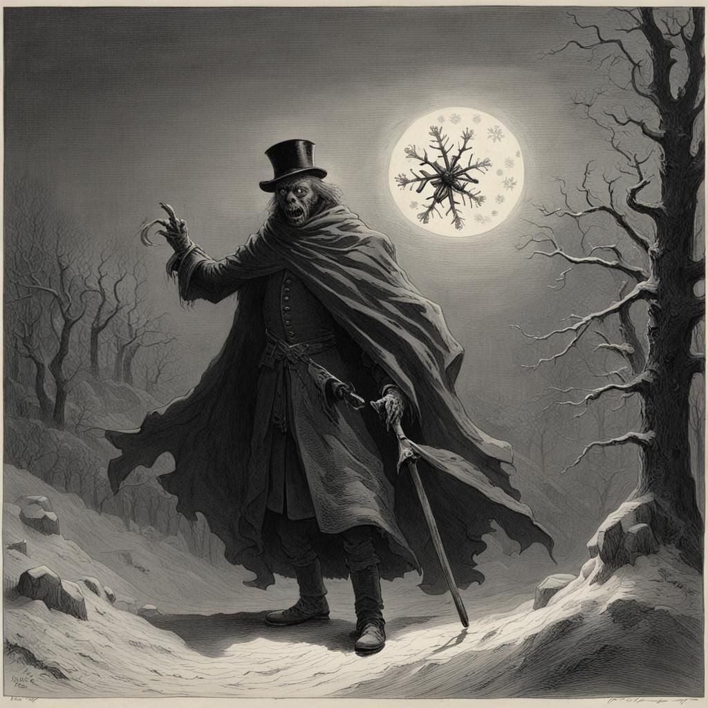 Bloodthirsty Snowflake in Horror Art Style