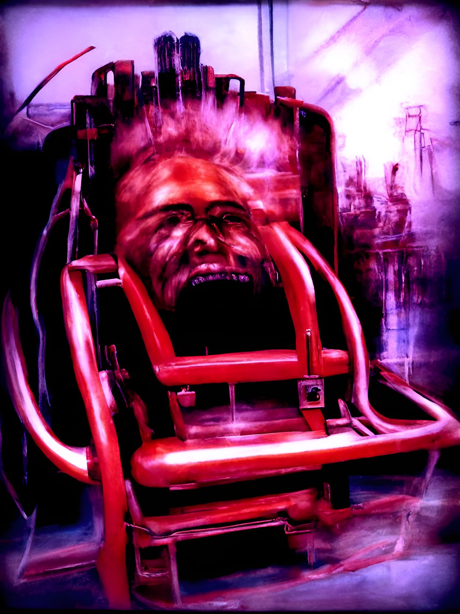 Photorealistic Biopunk Horror Rollercoaster