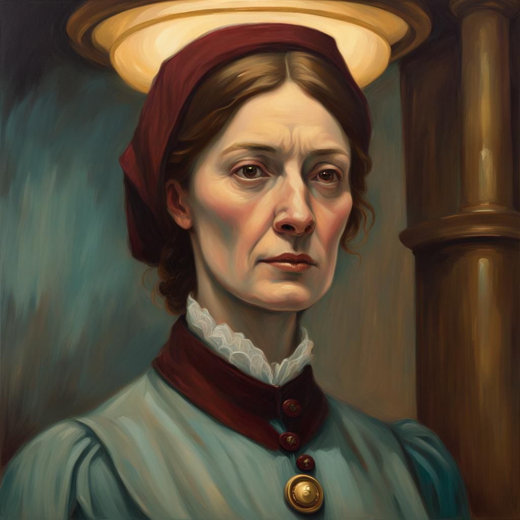 Florence Nightingale Portrait in Pre-Raphaelite Style