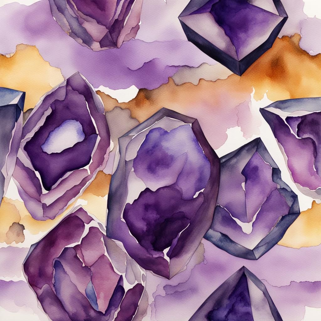 Abstract Watercolor Amethyst with Fine Details