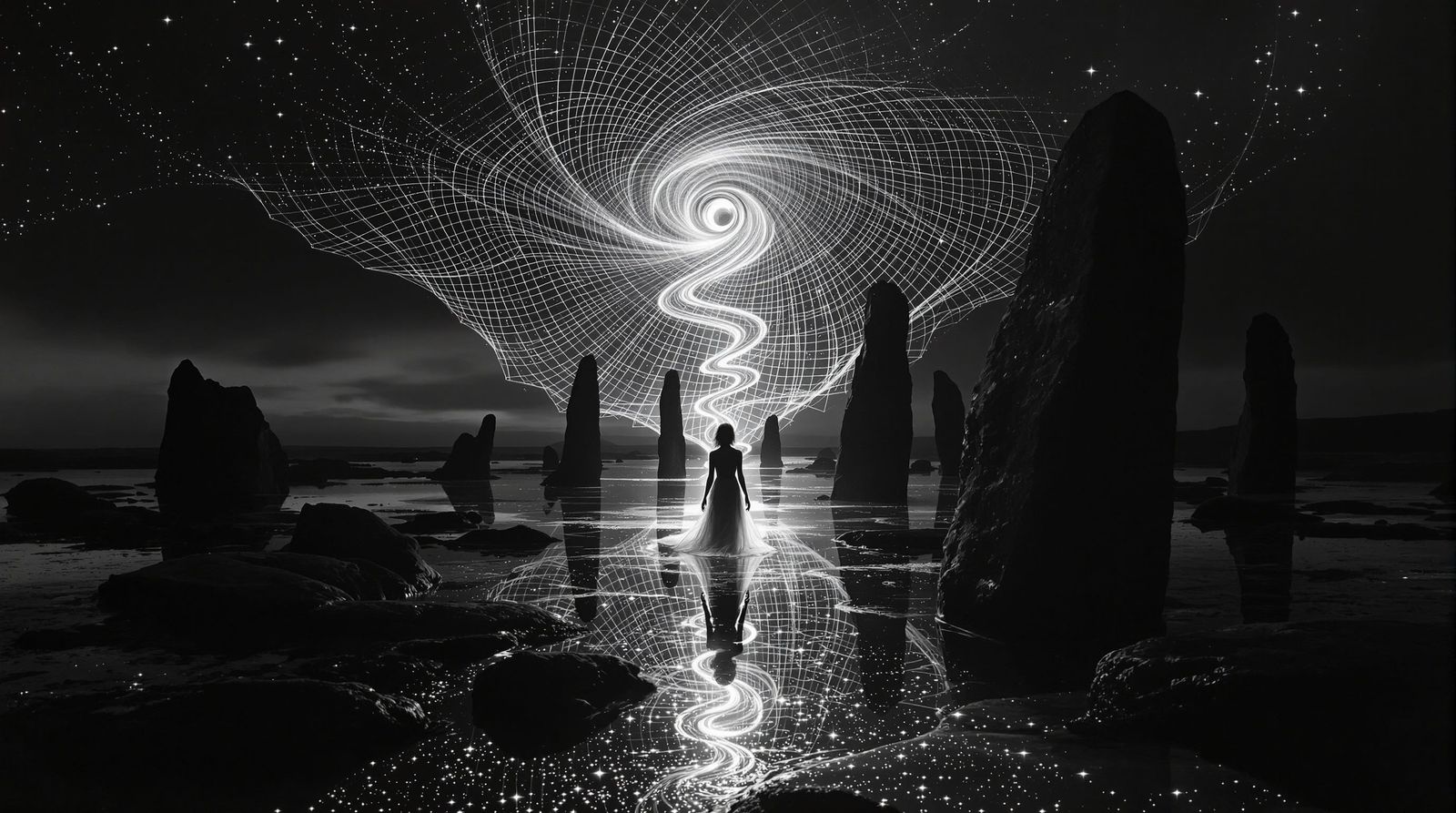 Soprano at Callanish Stones in Wet-Plate Collodion