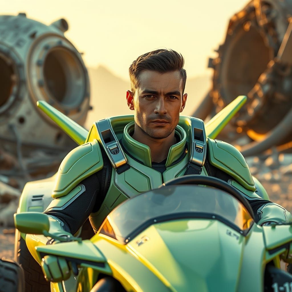 Cyberpunk Warrior in High-Tech Armor