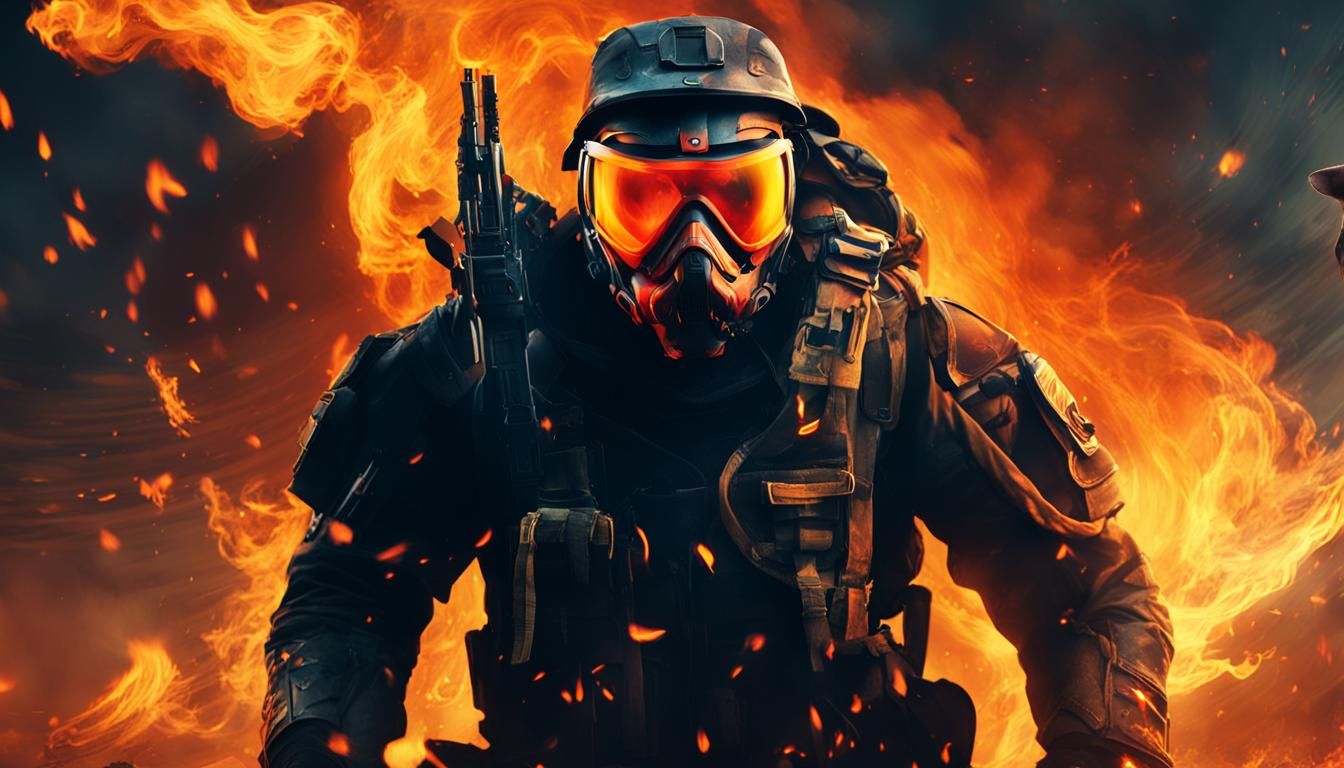 Fiery Soldier with German Shepherd, Digital Matte Painting