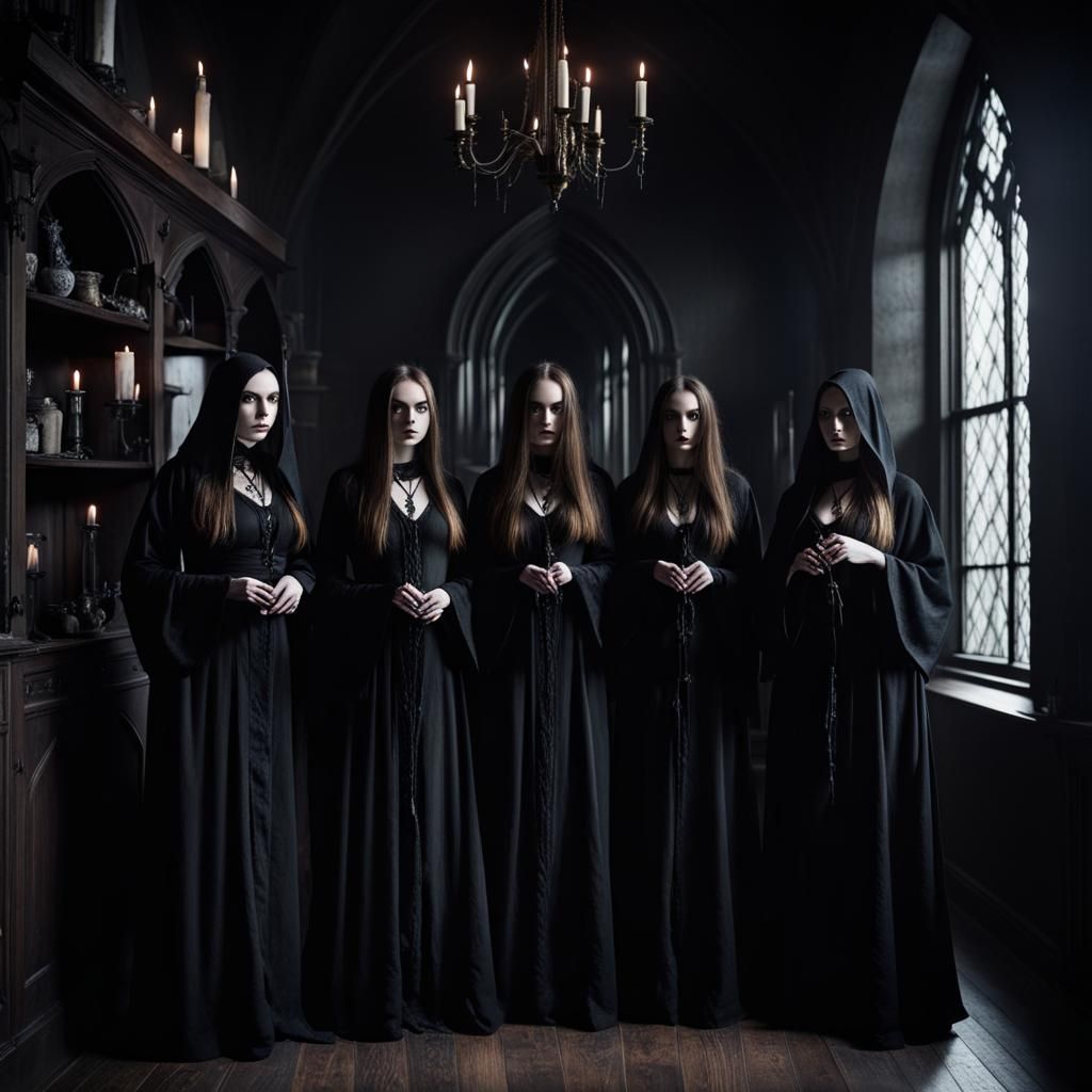 Dark Ritual in Gothic Coven Interior
