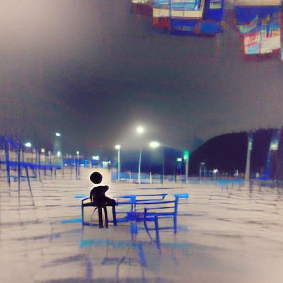 Solitary Figure in Stark Landscape