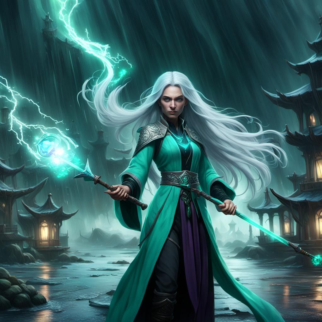 Magical Girl in Storm, Fantasy Concept Art